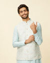 Light Blue Bel Buti Patterned Jacket set
